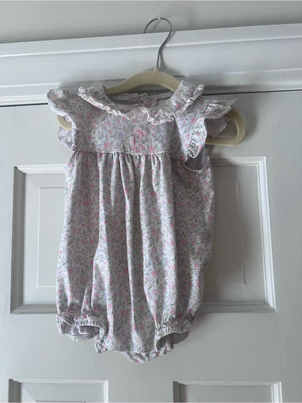 Flutter Sleeve Floral Baby One-Piece in Pink